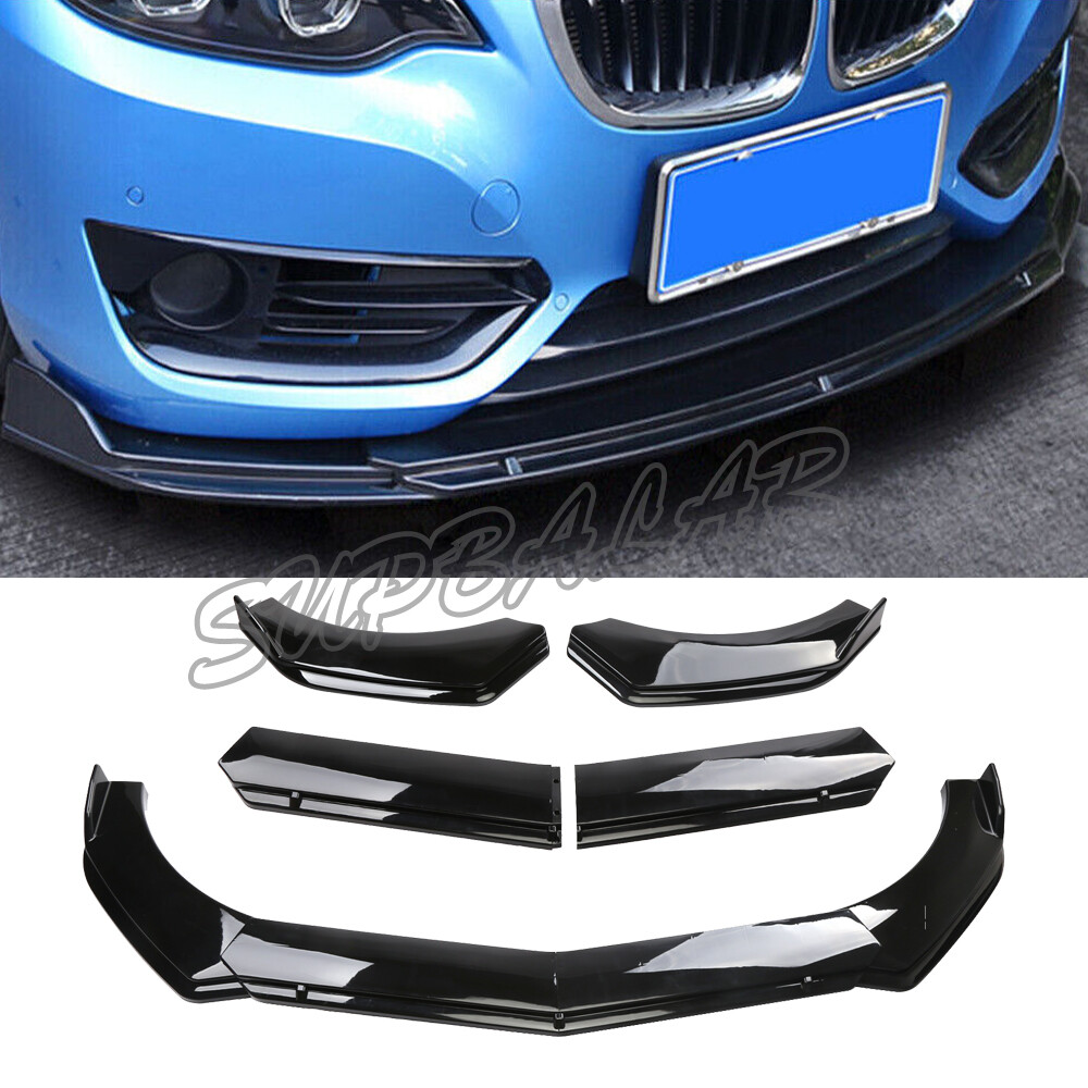 For Mazda Honda Accord Glossy Black Front Bumper Lip Spoiler Splitter 4PC