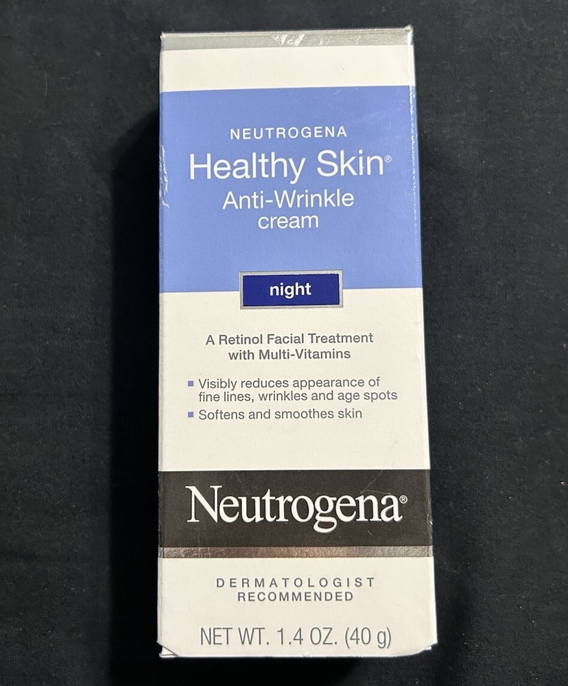 Neutrogena Healthy Skin Anti Wrinkle Cream Night 1.4 oz Damaged Box Foil Sealed