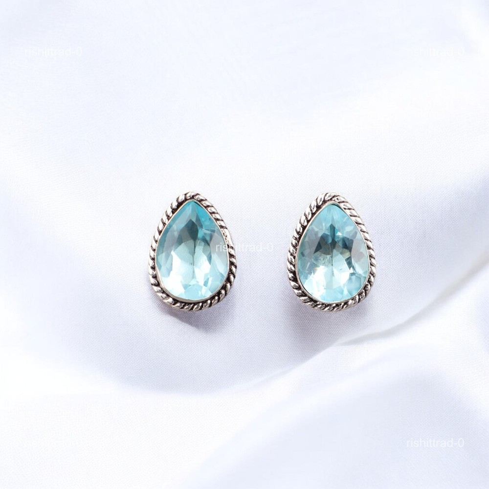 Sterling Silver Sky Blue Topaz Gemstone Anniversary Engagement Wedding Cufflinks