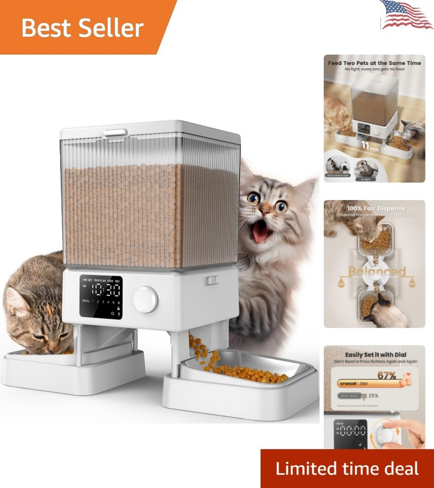 Elegant 20 Cups Automatic Cat Food Dispenser – Simplify Feeding for Two Cats