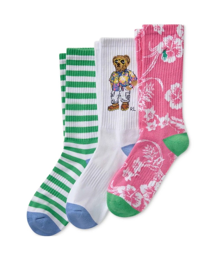 Polo Ralph Lauren Men's Beach Bear Crew Socks 3 Pack Gift Box