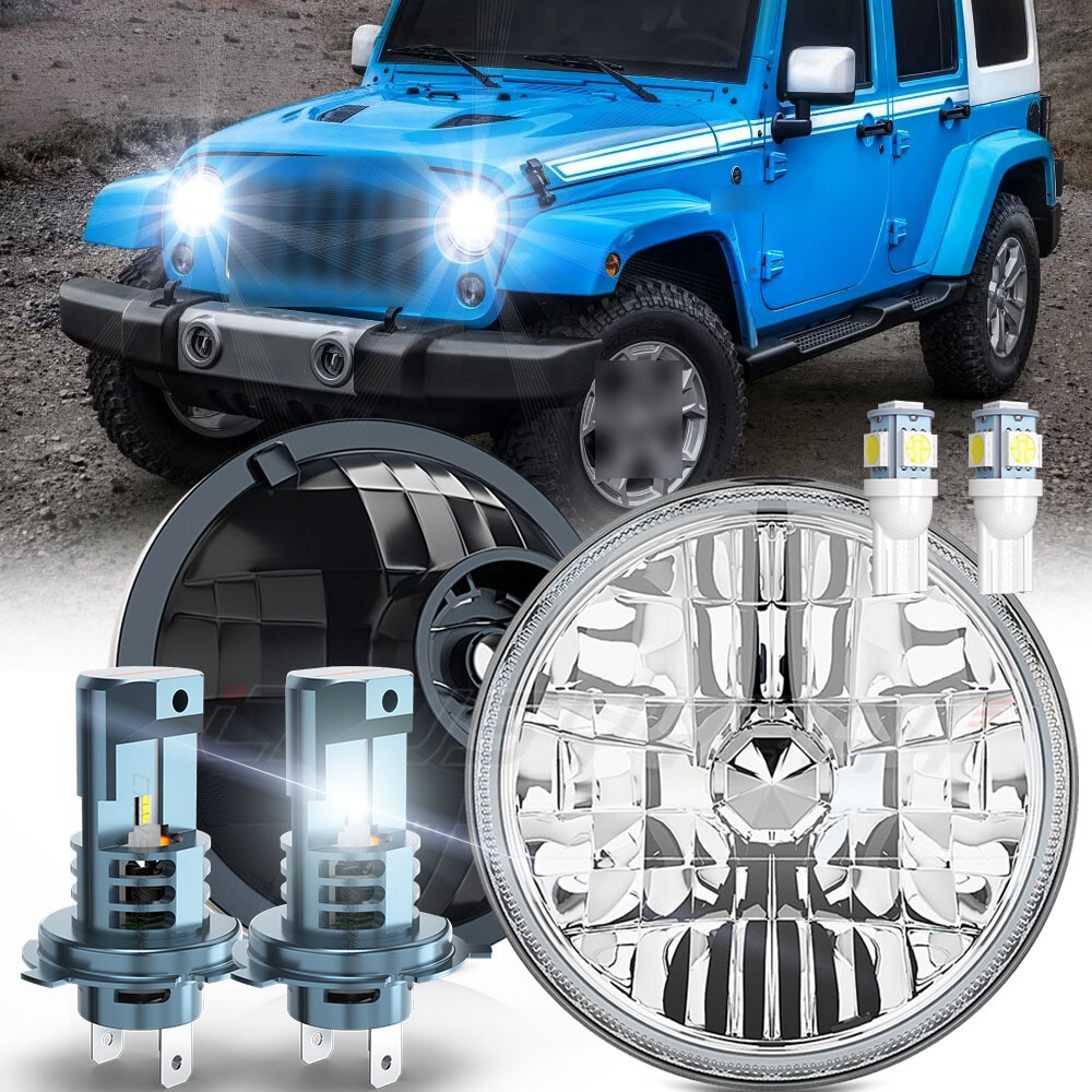 FOR Jeep Wrangler JK TJ LJ Chevy C10 C20 7inch Headlights Hi/Lo Beam Light DRL
