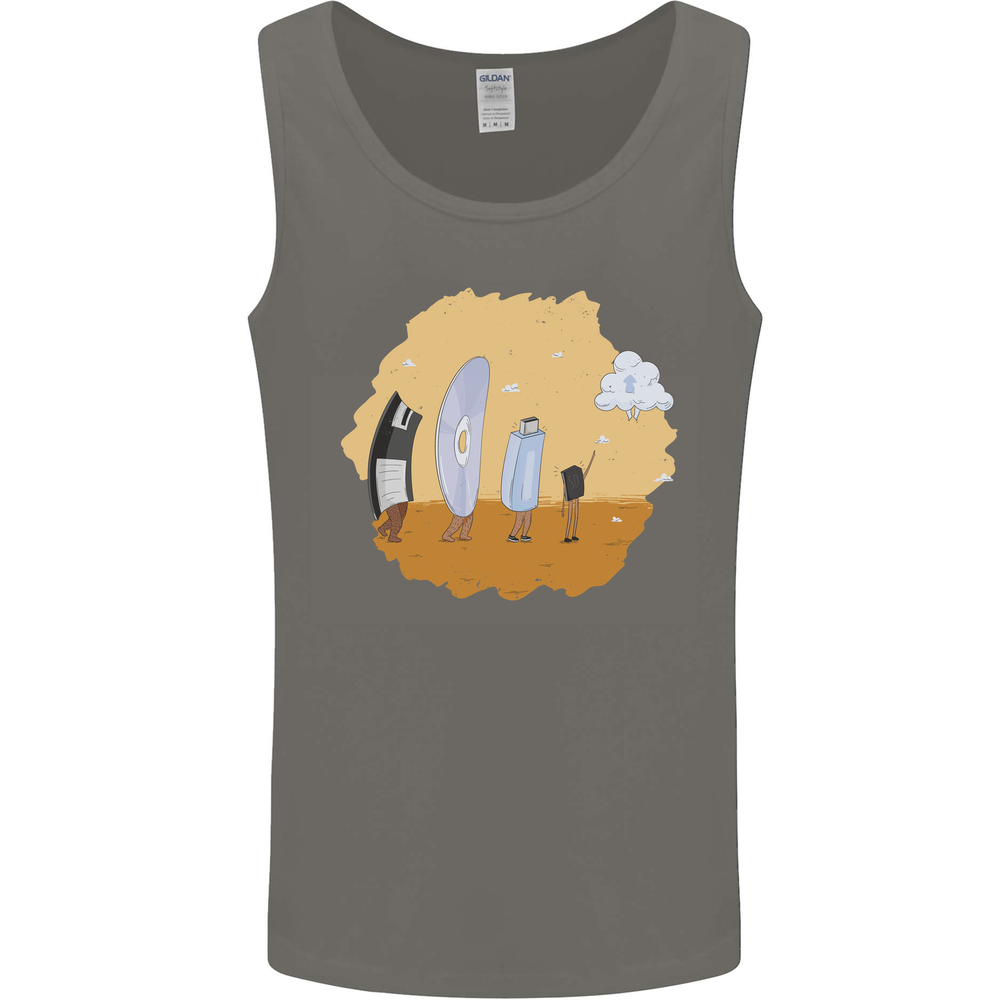Tech Evolution Tee: Floppy to Cloud Retro PC Men's Vest Tank Top