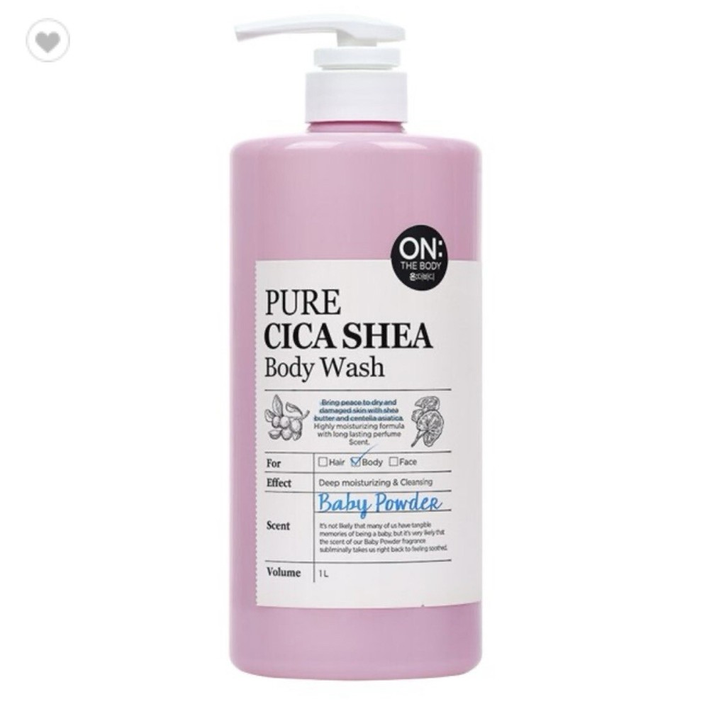 On The Body Pure Cica Shea Wash 1000ml Baby Powder Shower Gel for Smooth Skin