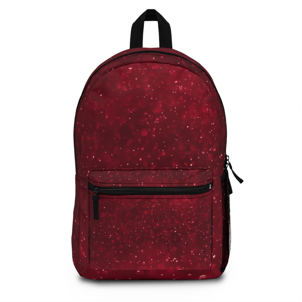 Vibrant Red Backpack with Sparkle Design for School or Travel