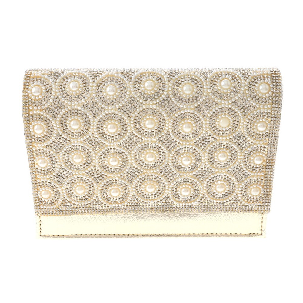 Gold Tone Fashion Glitter Fabric Rhinestone Clutch Evening Bag TLX137-GLD