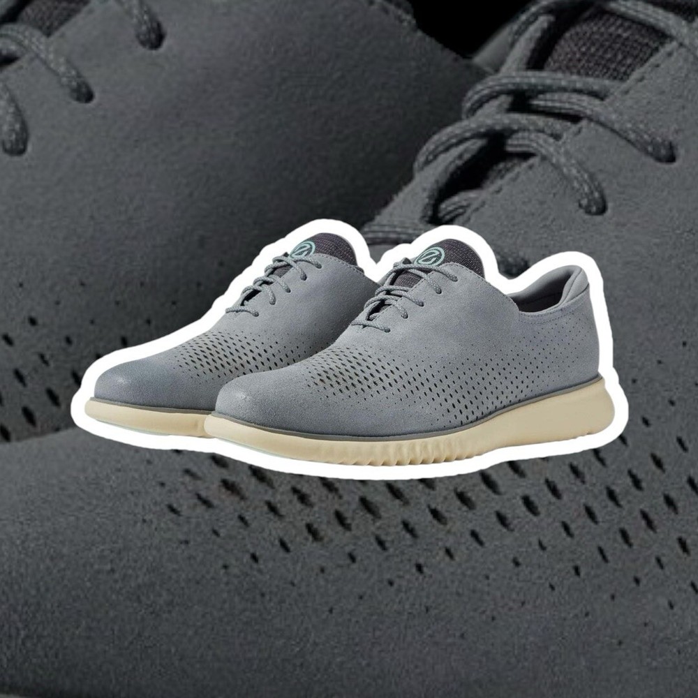 Cole Haan Zerogrand Wingtip Grey Suede Mens Shoes Size 8.5M New $300  
