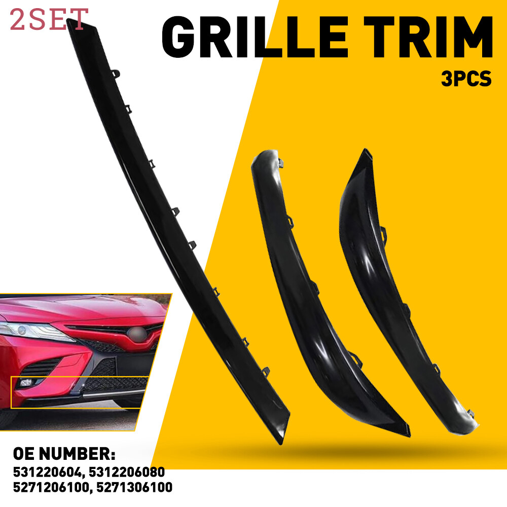 6pcs For 2018 19 Toyota 2020 Camry SE XSE Front Bumper Lower Grille Trim Molding