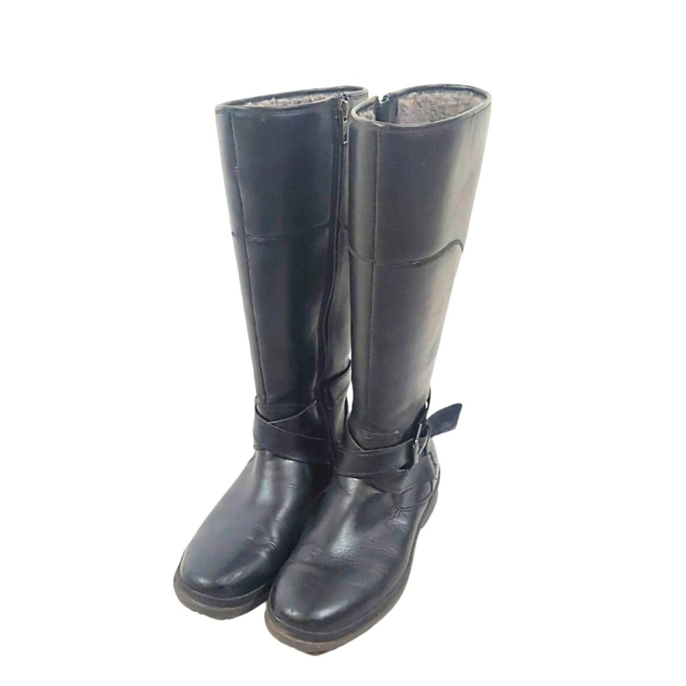 UGG Evanna Black Tall Winter Boots Waterproof Suede Shearling Lined