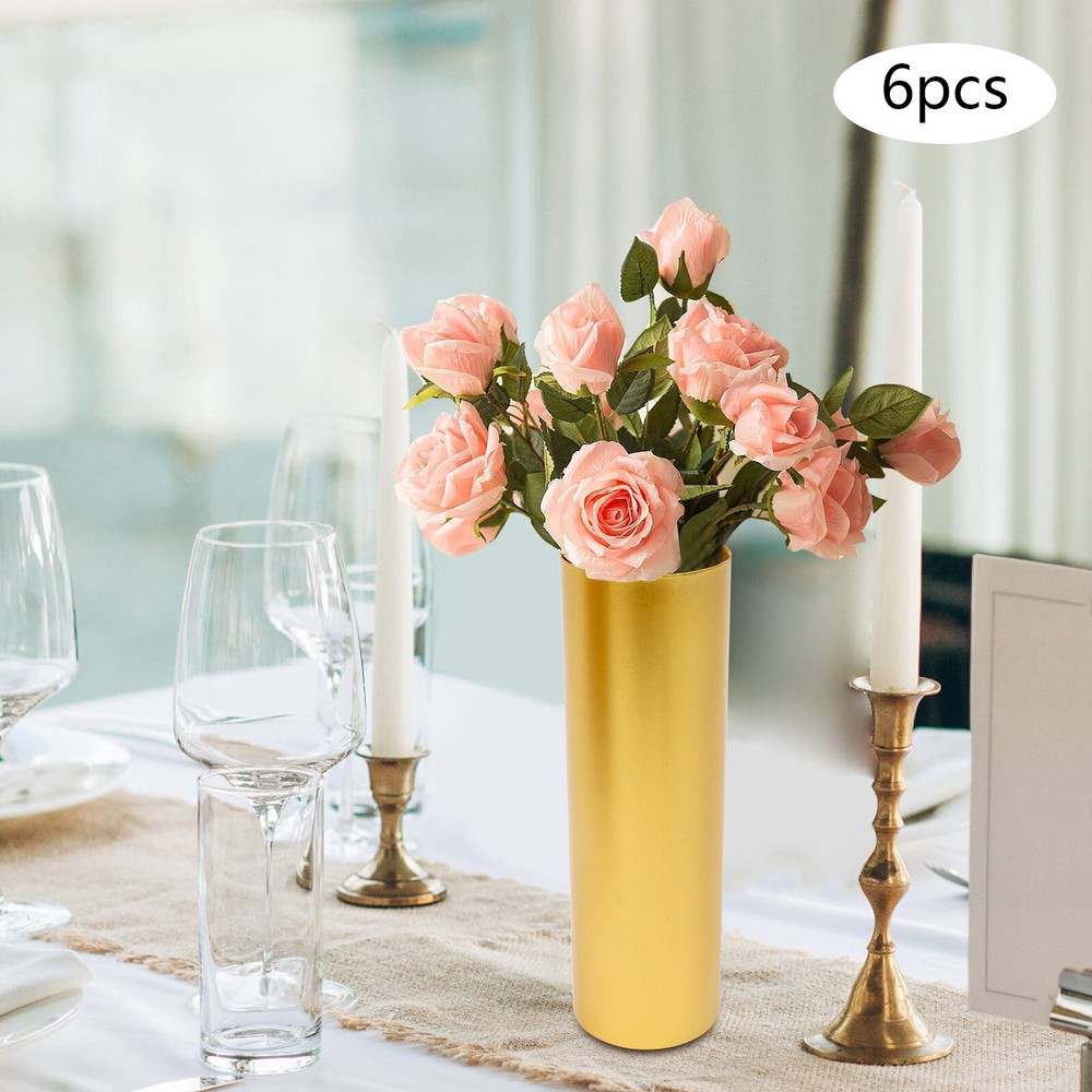 Gold Vases for Centerpieces Wedding, Metal Flowers Stand, Vintage Trumpet Vase