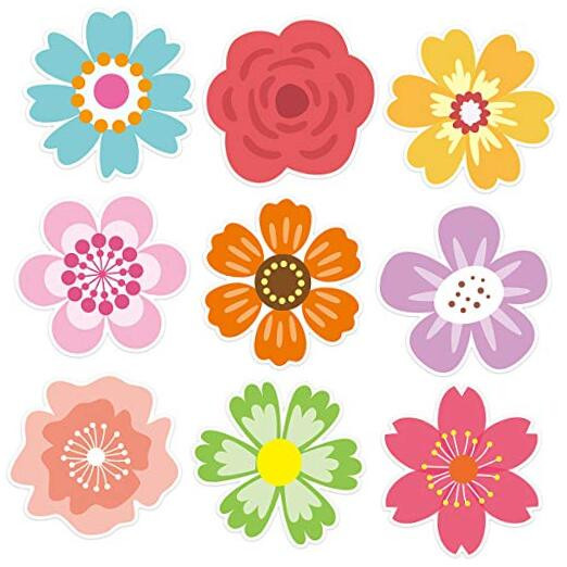 54 Pcs Flower Cutouts Summer Flowers Bulletin Board Decorations Spring Cut