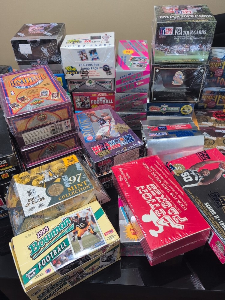 Bulk Lot of 100 Unopened Vintage NFL Football Cards in Wax Packs with Bonus