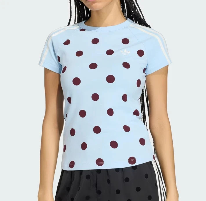 NEW adidas Originals Slim Fit Cali T-Shirt Polka Dot Women Top AsiaFit KV1192