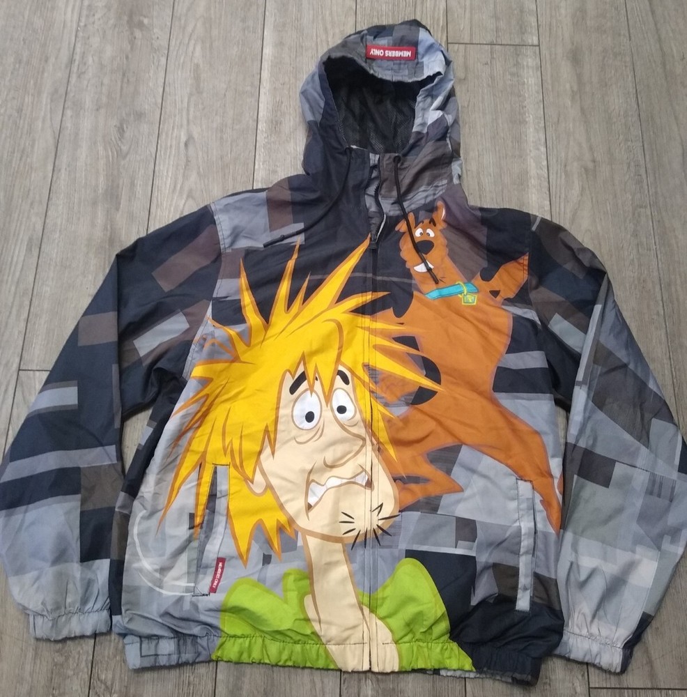 Members Only Jacket Mens L Scooby Doo Shaggy AOP Graphic Cartoon 90s Hoodie Y2K-image