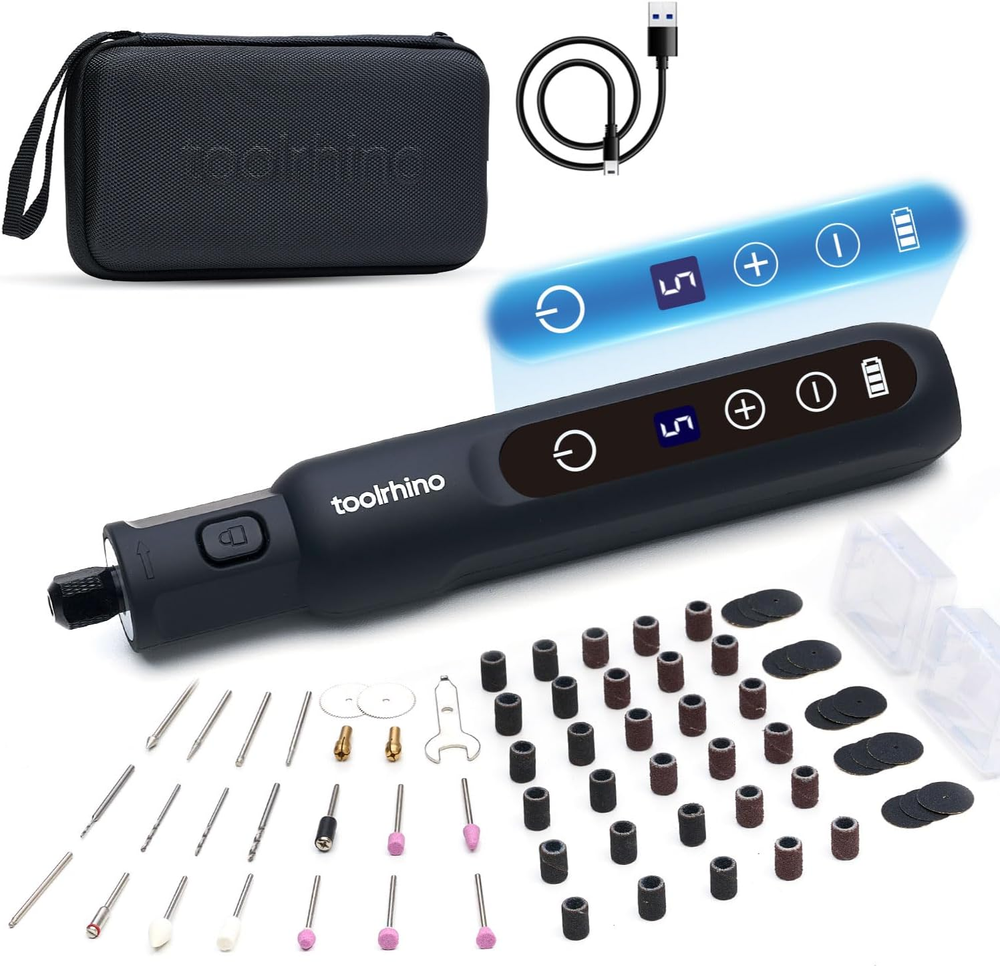 Cordless Rotary Tool Kit, 3.7V Wood Carving Tools with 5 Speed and 62 Accessorie