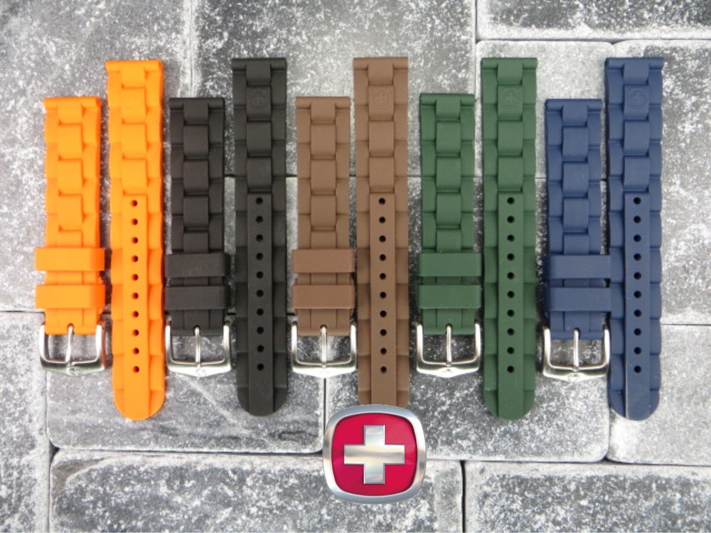 20mm Victorinox Swiss Army Genuine Rubber Strap Diver Watch Band Black Green W