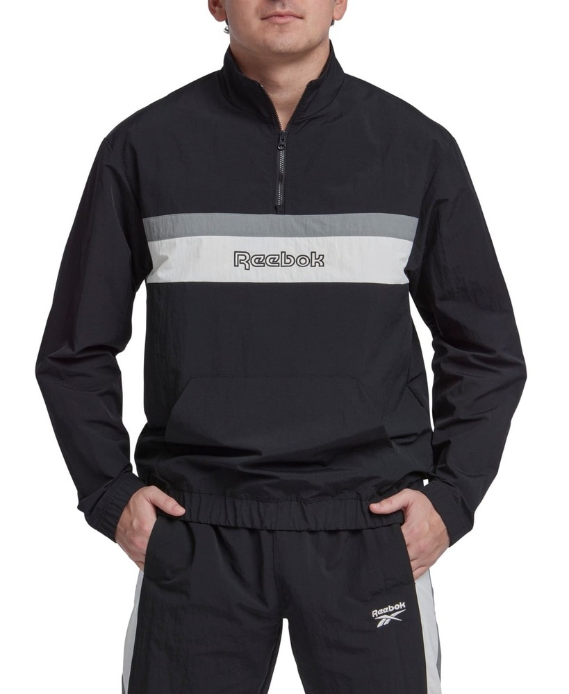 Reebok Mens Regular fit Long Sleeve Quarter zip Sweatshirt Size L Black