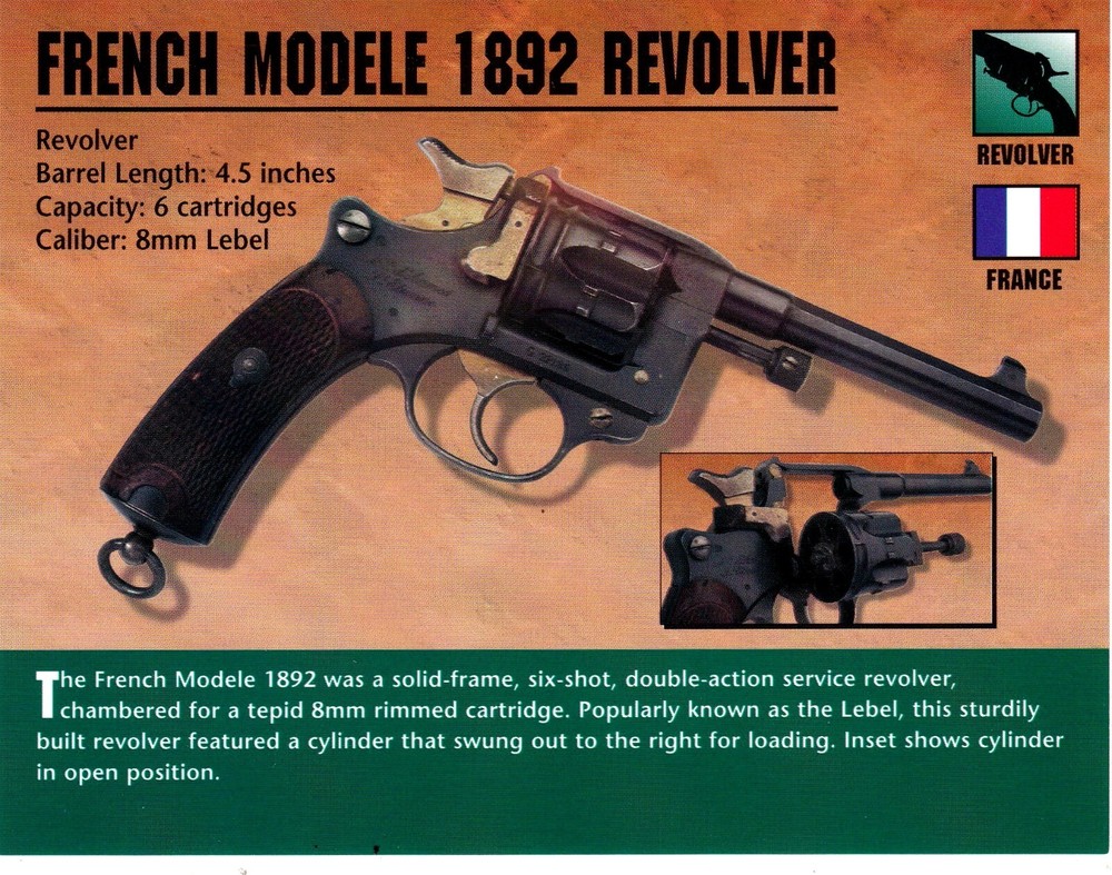 French Modele 1892 Revolver Classic Firearms Photo Card u