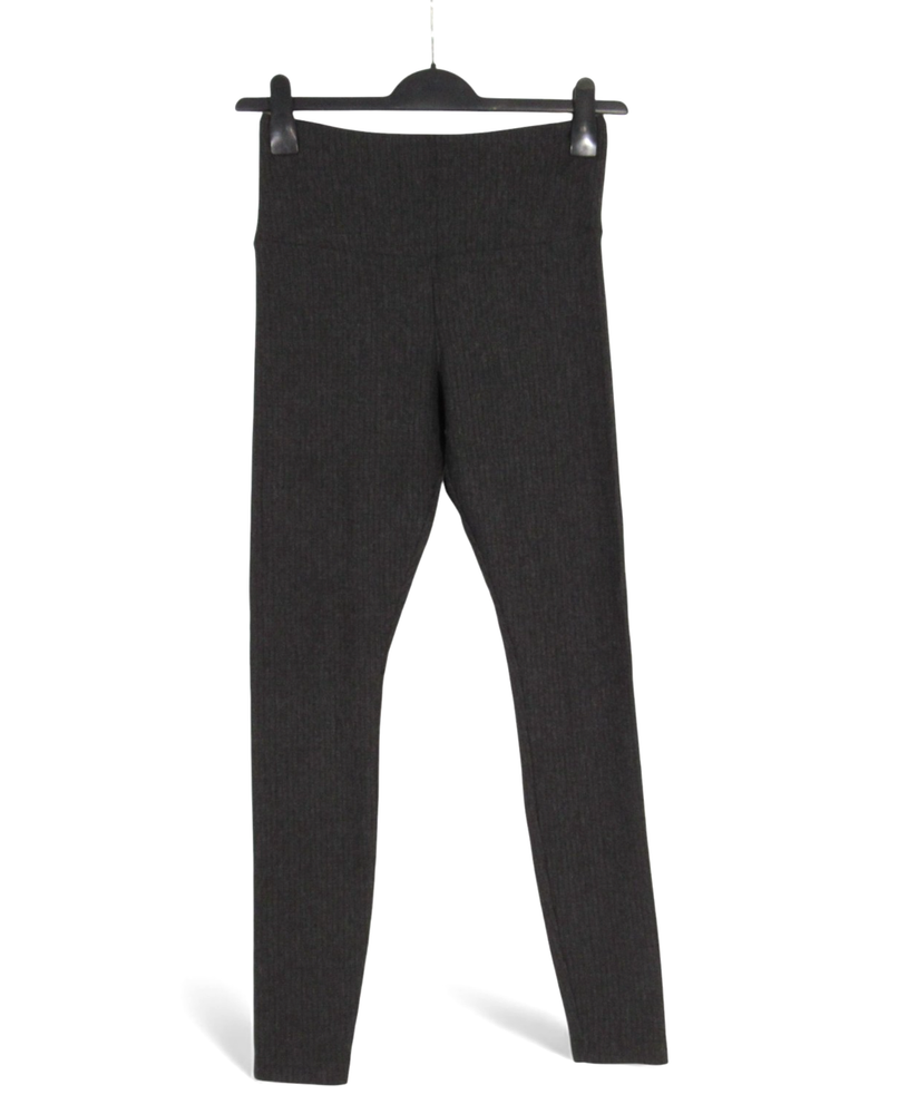LYSSE Dark Gray TEXTURED KNIT Pull-On TUMMY CONTROL Ankle LEGGINGS PANTS Sz M