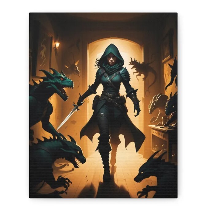 Cloaked Blade Fantasy Wall Art for Enchanted Home Decor