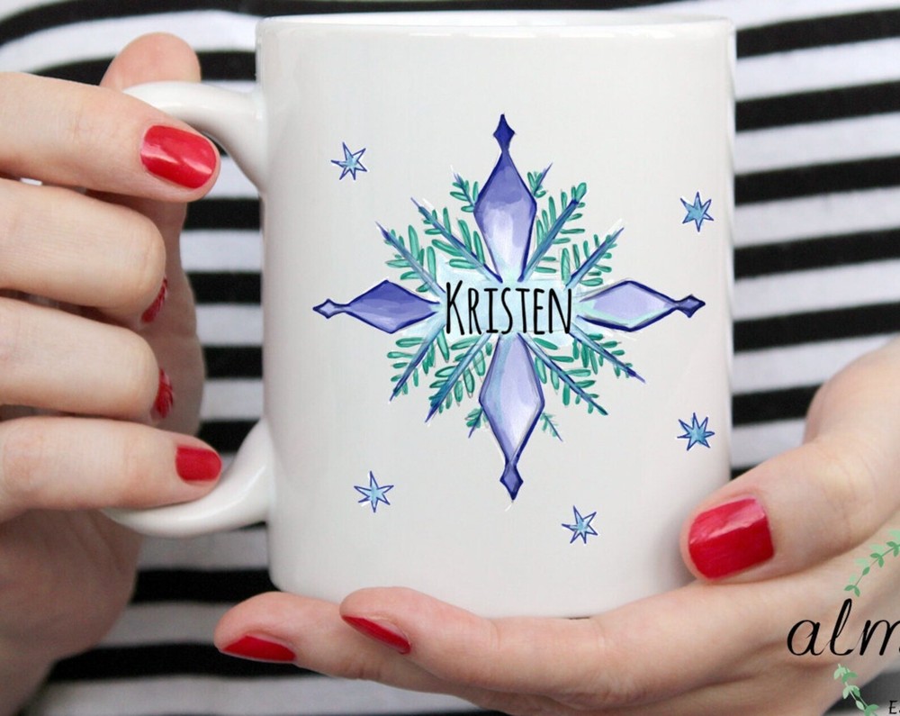 Custom Name Snowflake Mug Christmas Coffee Cup Personalized Coffee Cup Christmas