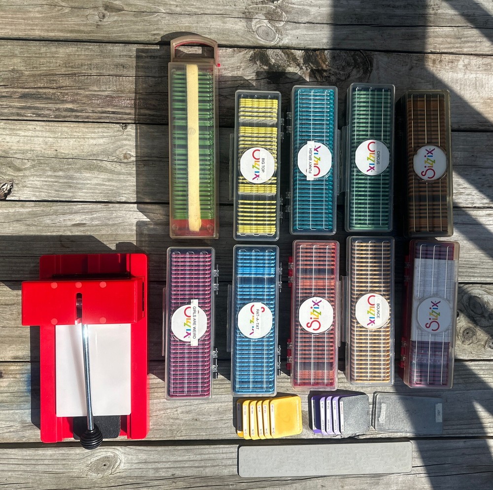 Sizzix Sizzlits Die Cut Letters/Numbers/Shapes Paper Crafts Lot Of 10 With Press