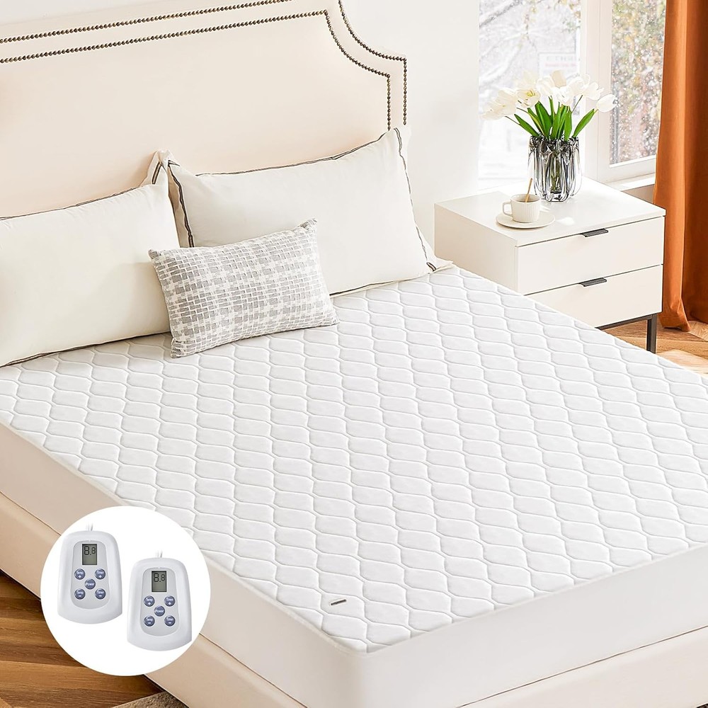 Queen Heated Mattress Pad Dual Zone 12 Heat Settings 80x60