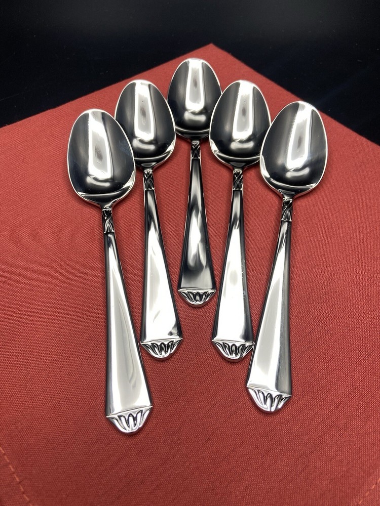 5 Lenox British Colonial 18/10 Stainless Teaspoons 5-3/8” Glossy New and unused