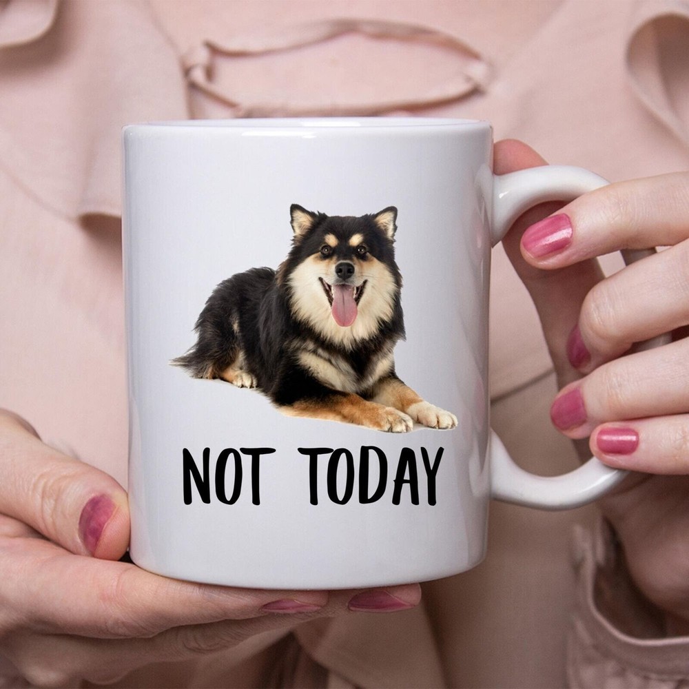 Funny Finnish Lapphund Tri-Color Not Today Lazy Dog Coffee Mug 11OZ