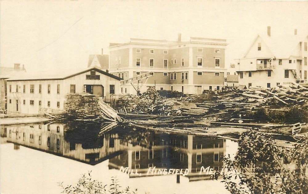 C-1910 Kingfield Maine Lumber Sawmill occupation RPPC Postcard 25-2346