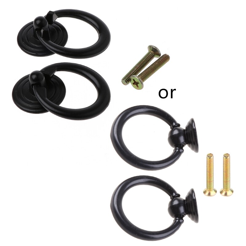 2 Pcs Mini Simple Drawer Pull Wardrobe Cabinet Round Ring Handle Cupboard Knobs