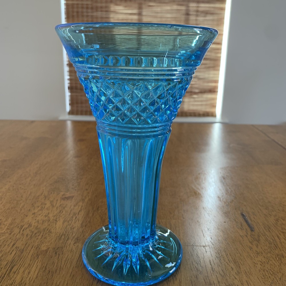 Antique Tiffin-Franciscan Baronial Blue Vase  7 1/2 “ Tall Very Rare Find 1920s.