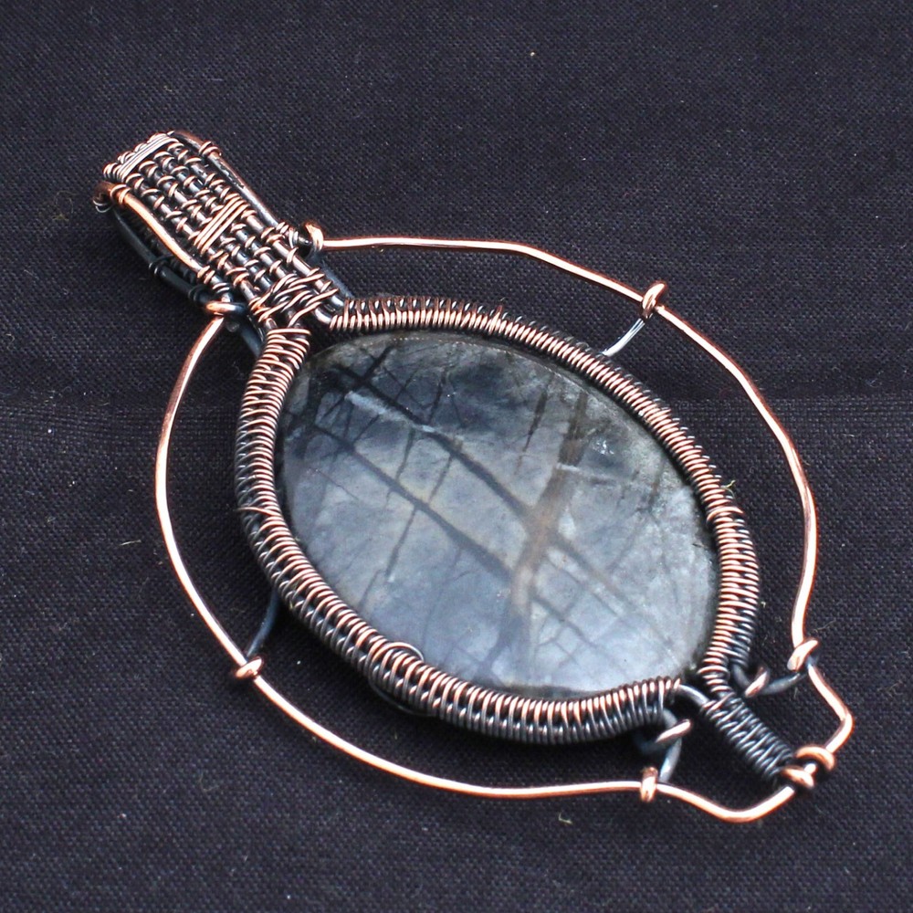Picasso Jasper Gemstone Handmade Pendant Copper Wire Wrapped Jewelry Gift RP-315