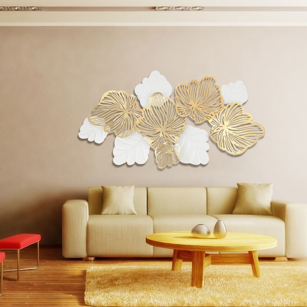 Modern Luxury Metal Wall Art Decoration 3D Ginkgo Tree Leaf Wall Art Décor Gold