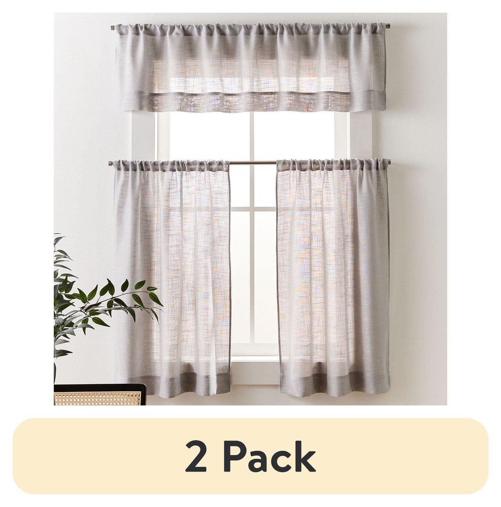 Better Homes & Gardens 2-Pack Linen Blend Rod Pocket Tier Curtains