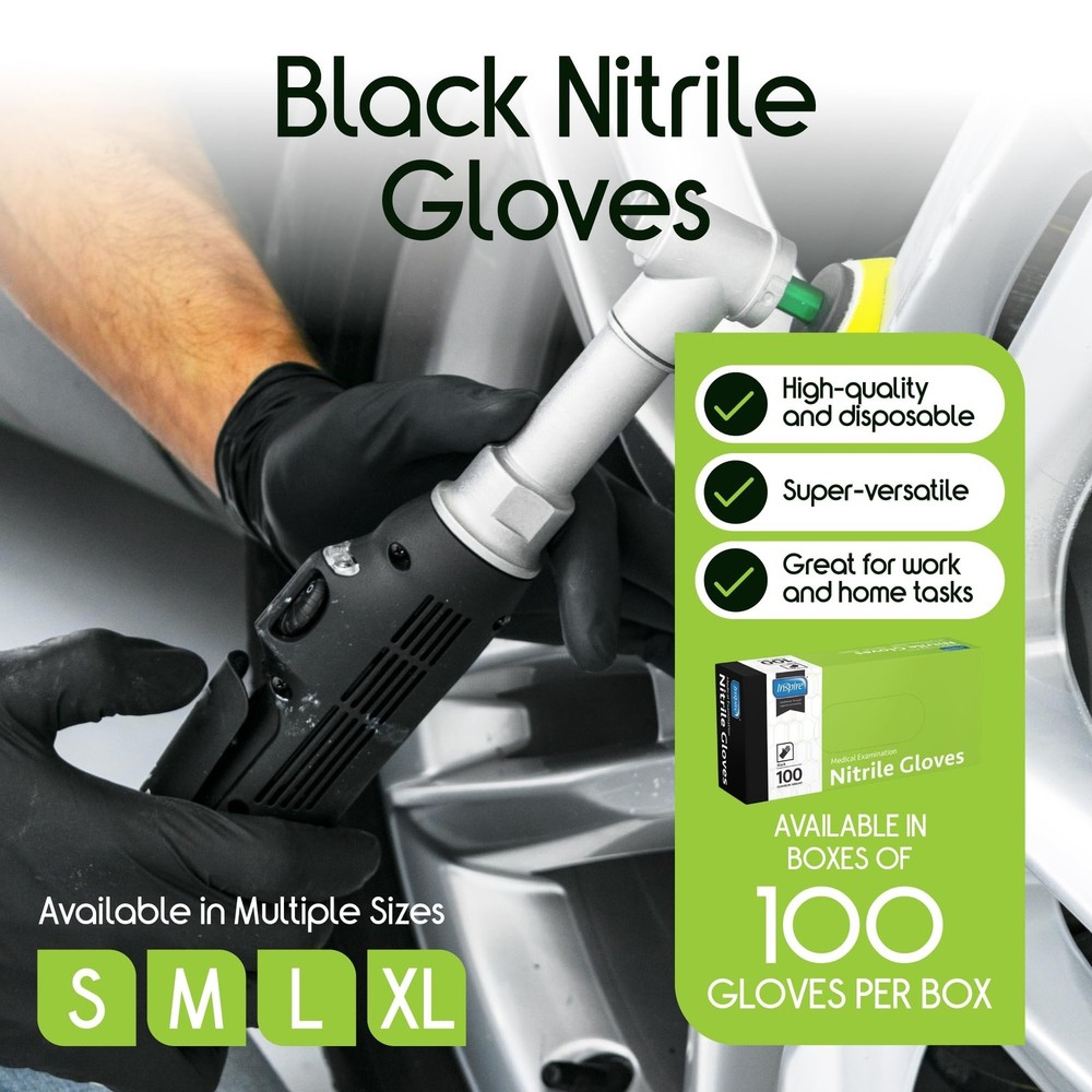 Inspire Black Nitrile Disposable Gloves | 4.5 Nitrile Disposable Safety Medical