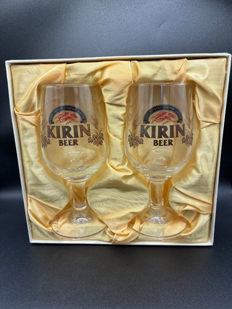 RARE KIRIN BREWING CO JAPAN LIMITED EDITION GIFT BOXED BEER GLASSES RASTAL 0.2L