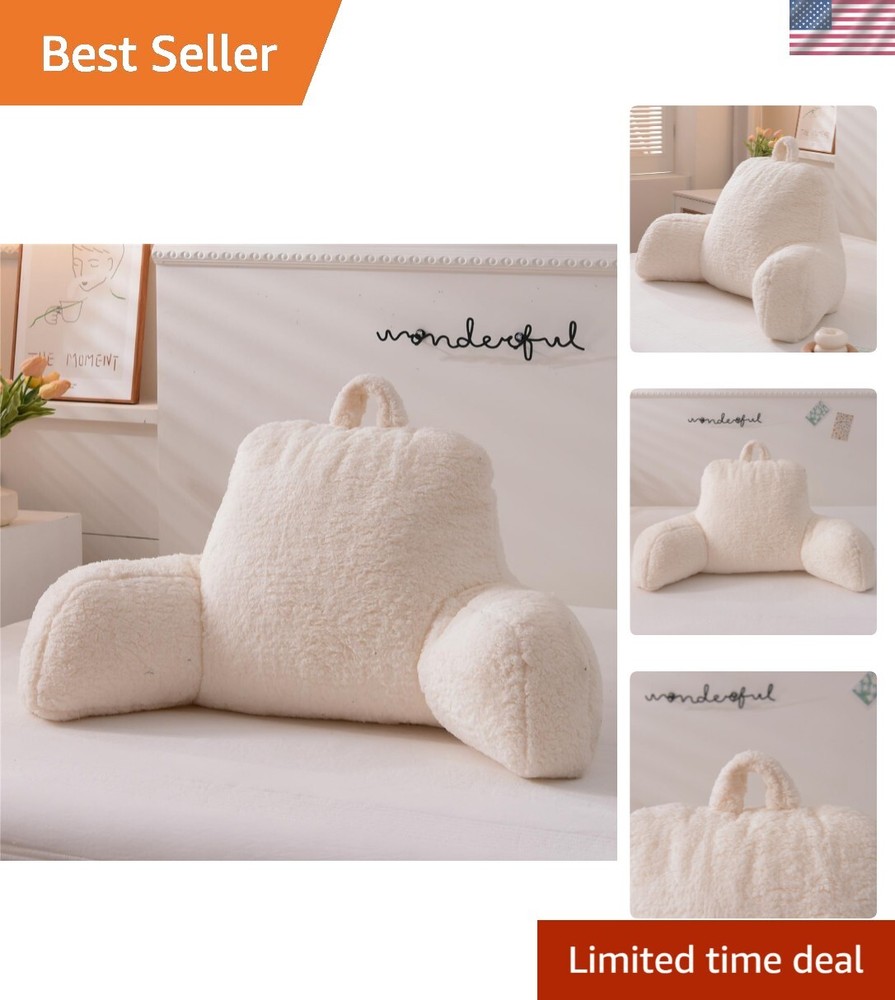 Sherpa Reading Pillow Kids Adult Backrest Arms Support Bed Sofa Cushion
