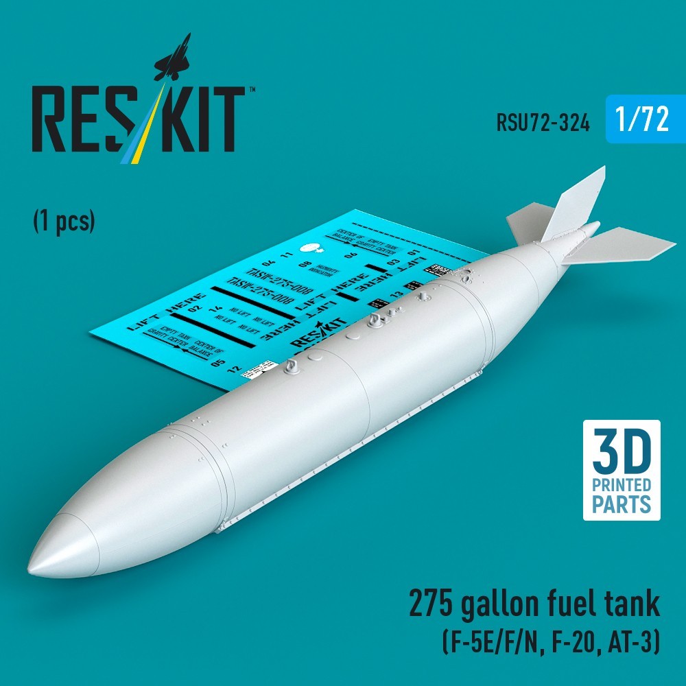 275 gallon fuel tank (F-5E/F/N, F-20, AT-3) (1 pcs) Scale 1:72 ResKit RSU72-0324