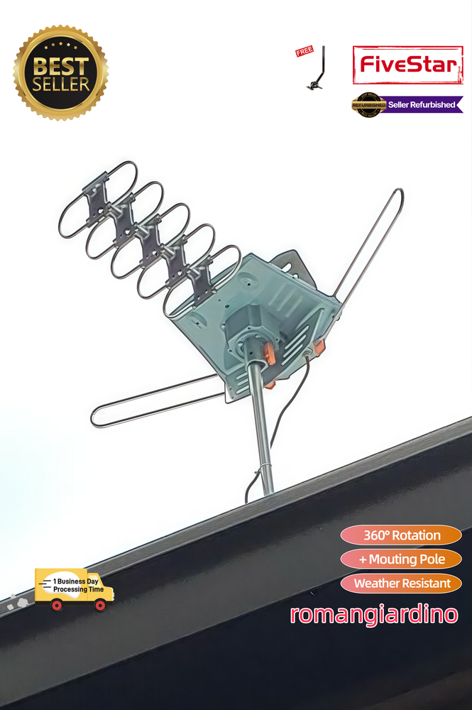 BEST Price Outdoor TV Antenna Pole Motorized 4K 360° HDTV Amplified