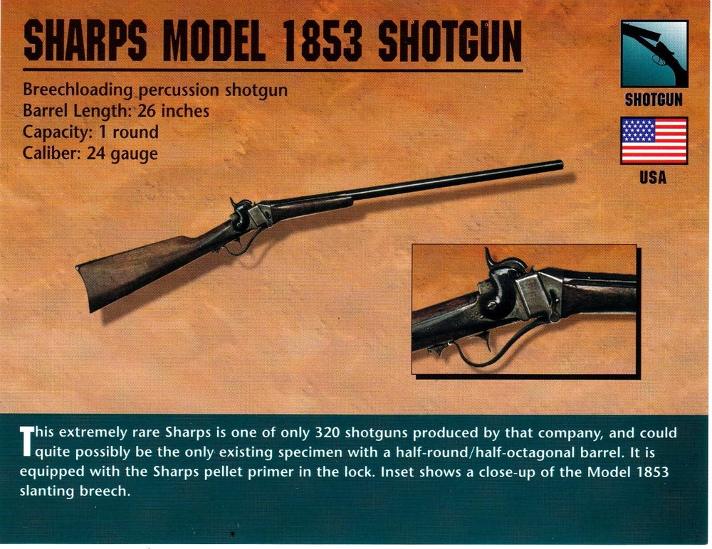 Sharps Model 1853 Shotgun Classic Firearms Photo Card u