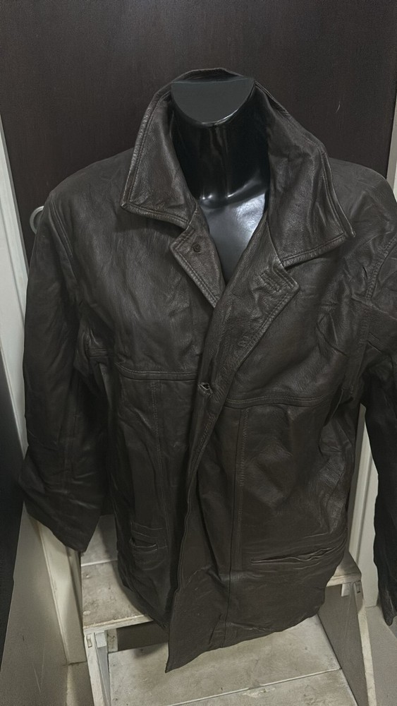 Men's Brown Genuine Leather Jacket Size 48 - Style LLD143