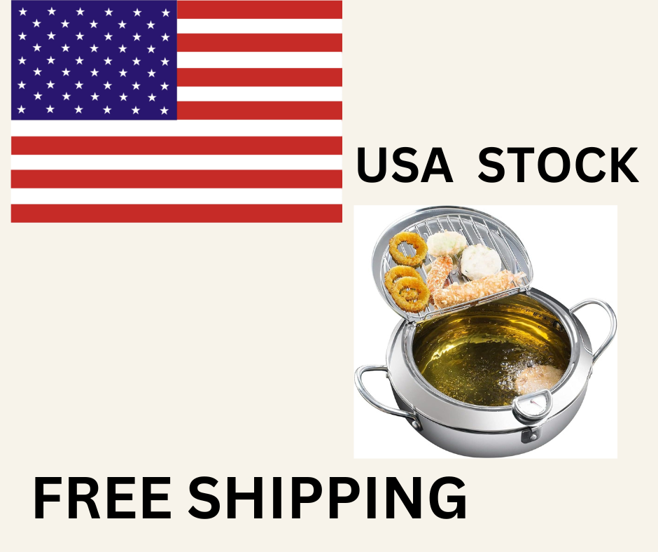 Japanese Deep Frying Pot Tempura Fryer Pan Temperature Control Stainless Steel