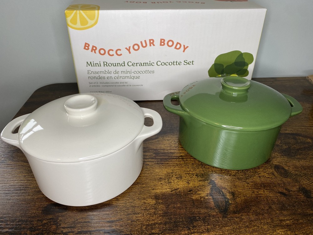 NEW BROCC Mini Round Ceramic Cocotte Dutch Oven Set Gift Box