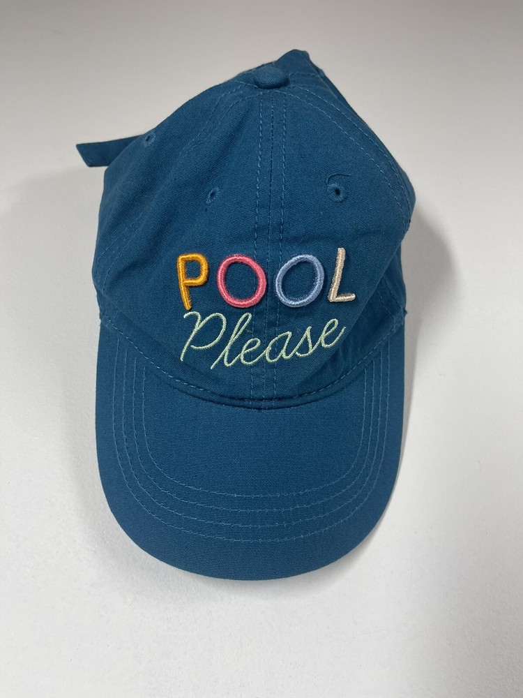 Pool Please Women’s Embroidered Teal Adjustable Baseball Hat Sun Shade Beach