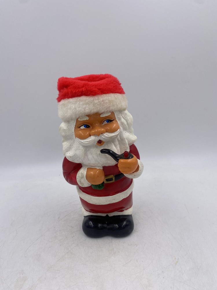 Vintage Santa Claus Coin Bank Hard Plastic Pipe Lights Up W/Inser NO MUSIC