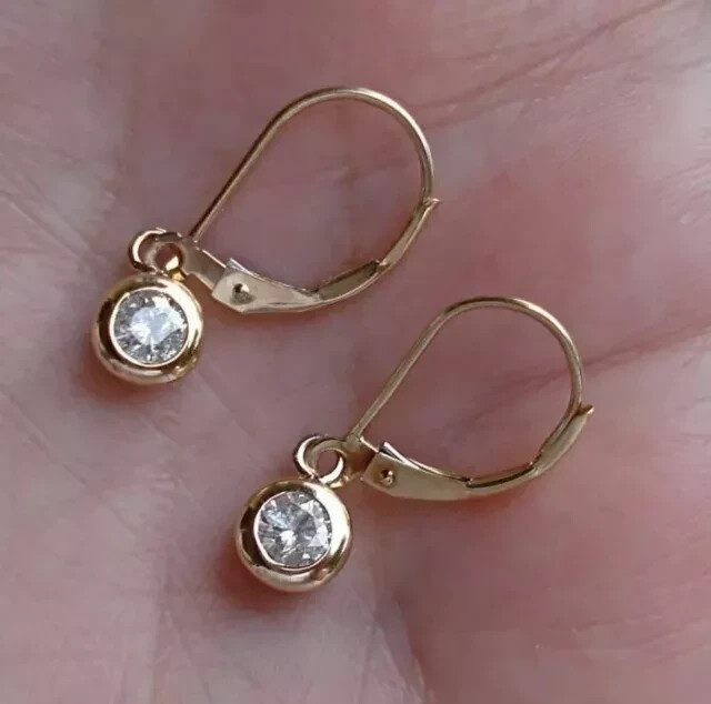 2.00Ct Round Cut Lab Created Diamond Drop/Dangle Earrings 14K Yellow Gold Plated