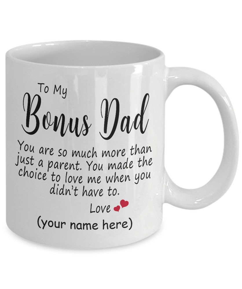 Personalized Bonus Dad Mug For Step Father Or Father In Law Fathers Day Gift For