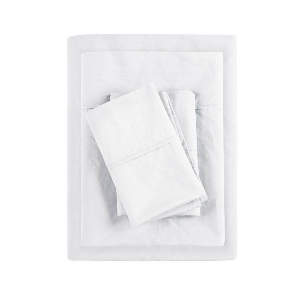 Madison Park 4-Piece Queen Sheet Set 200-Thread Count White Cotton