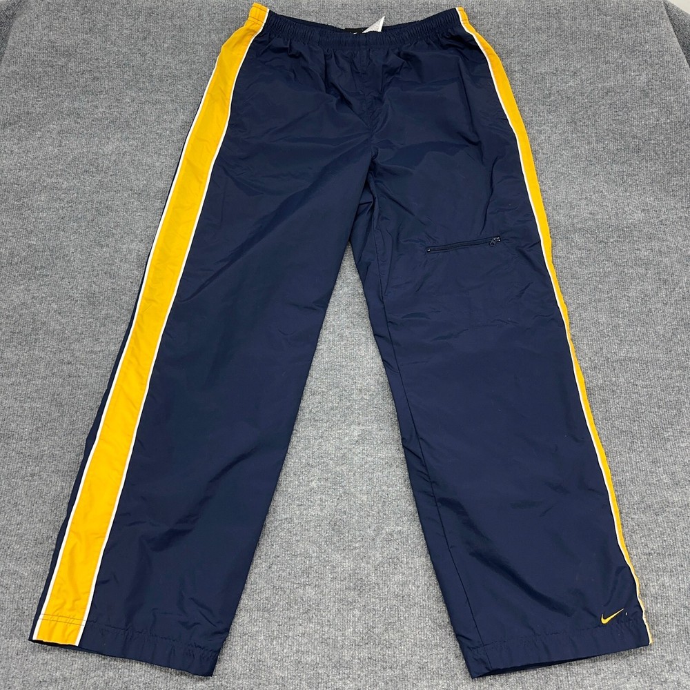 Vintage Nike Track Pants Mens L Navy Gold Cargo Pocket Jersey Lined Windbreaker
